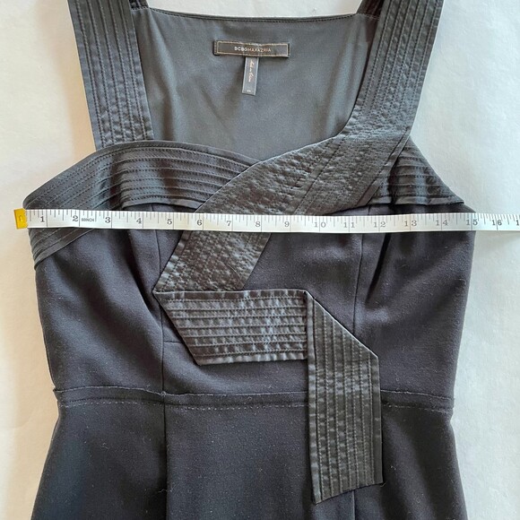 NWOT BCBGMaxAzria Women's Black A-Line Thick Strap Dress with Obi Ribbon Detail - Picture 9 of 10